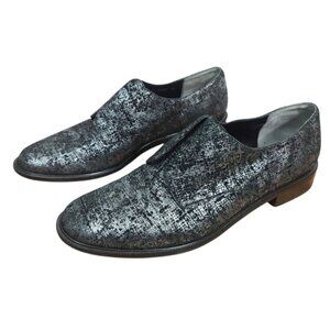 Robert Clergerie Jam Laceless Oxford Shoes Size 40 EU Black Silver Academia